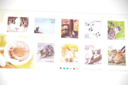 猫のシール式切手